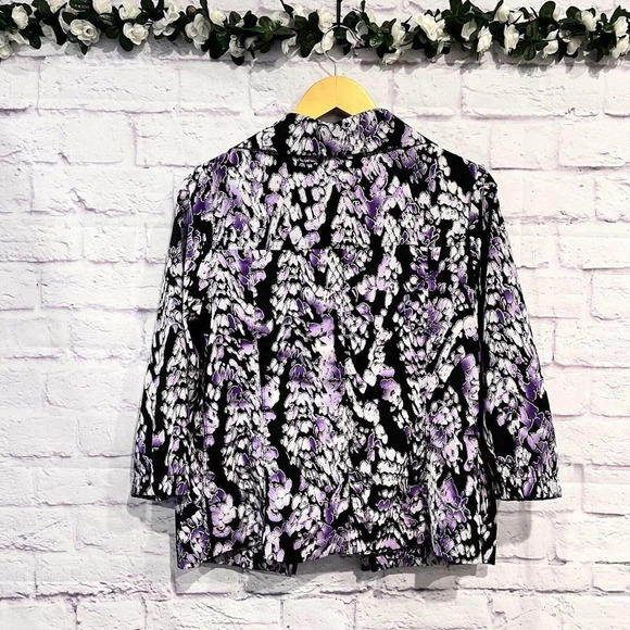 Chico's Zynergy Womens Black Purple Full Zip Front Jacket - Picture 2 of 12